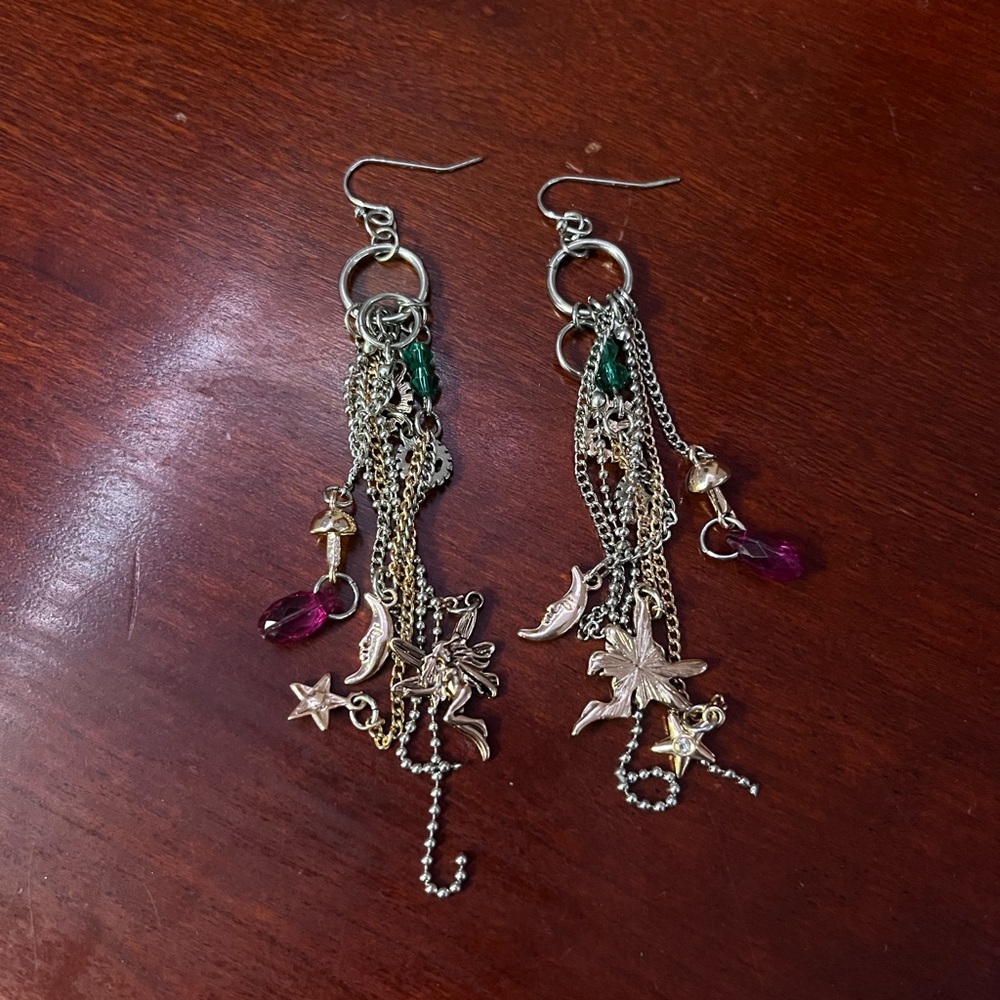 Elegant Gold and Green Charm Earrings